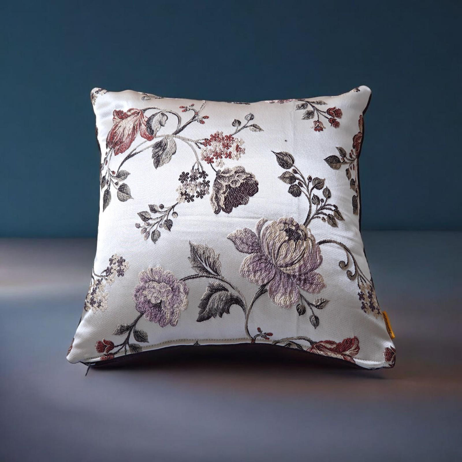 Jacquard  luxurious floral embroidery cushion cover